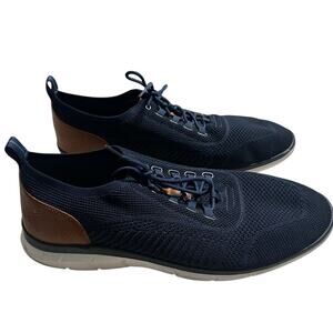 Johnston & Murphy Lace Up Shoes Men's Size 13 Navy Blue Knit Stretch Breathable